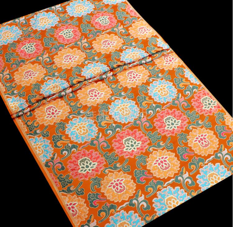 云纹织锦缎 藏式面料藏族布料莲花云纹织锦缎面料罗汉床靠枕抱垫桌布