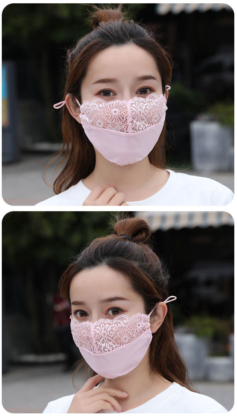 高品质蕾丝口罩2021新款夏季女口罩蕾丝防尘透气户外骑行护眼角薄款