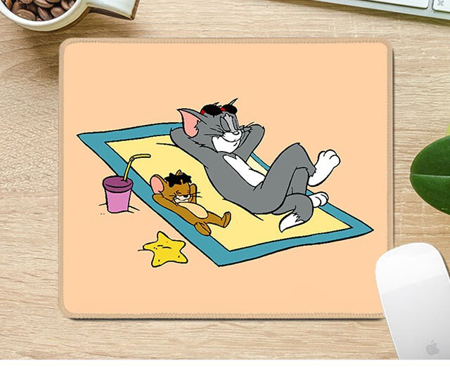 欧美新款卡通猫和老鼠鼠标垫小号女生可爱汤姆杰瑞包边定制橡胶垫