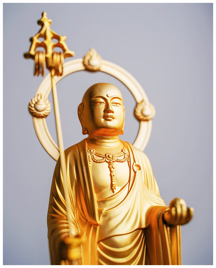 美芙仁 大愿地藏 日本 镀金佛像 手工摆件 地藏王菩萨 请愿还愿 21cm