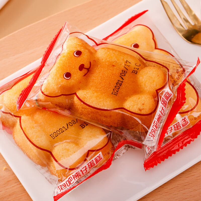 泡吧熊仔蛋糕早餐整箱5斤代餐点心休闲零食小吃面包糕点小包装500g约