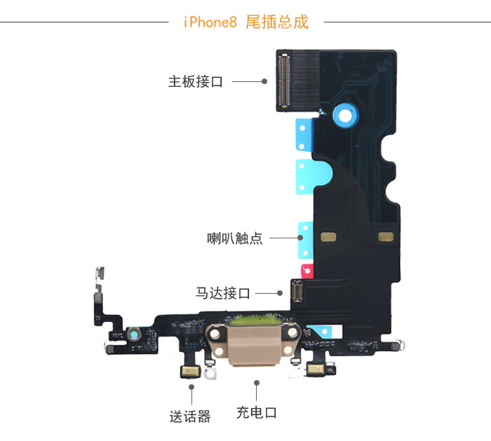 苹果iphone6原装尾插6p话筒6sp耳机7 8 8p 7plus充电口总成 原6p金色