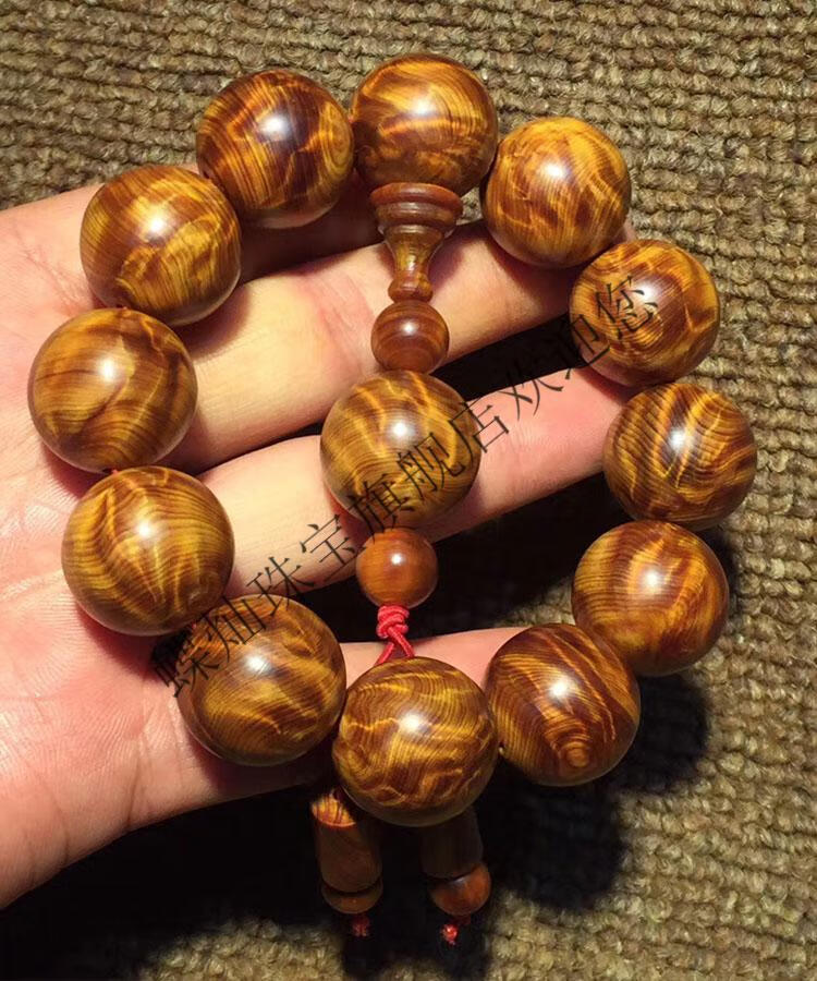 蝶灿崖柏手串太行20闪电水波龙胆高油陈化骨料佛珠红木文玩男女手链
