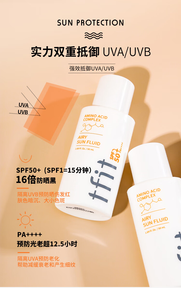 圣诞礼遇tfit防晒霜清爽女面部防嗮i隔离二合一男士tfit防晒