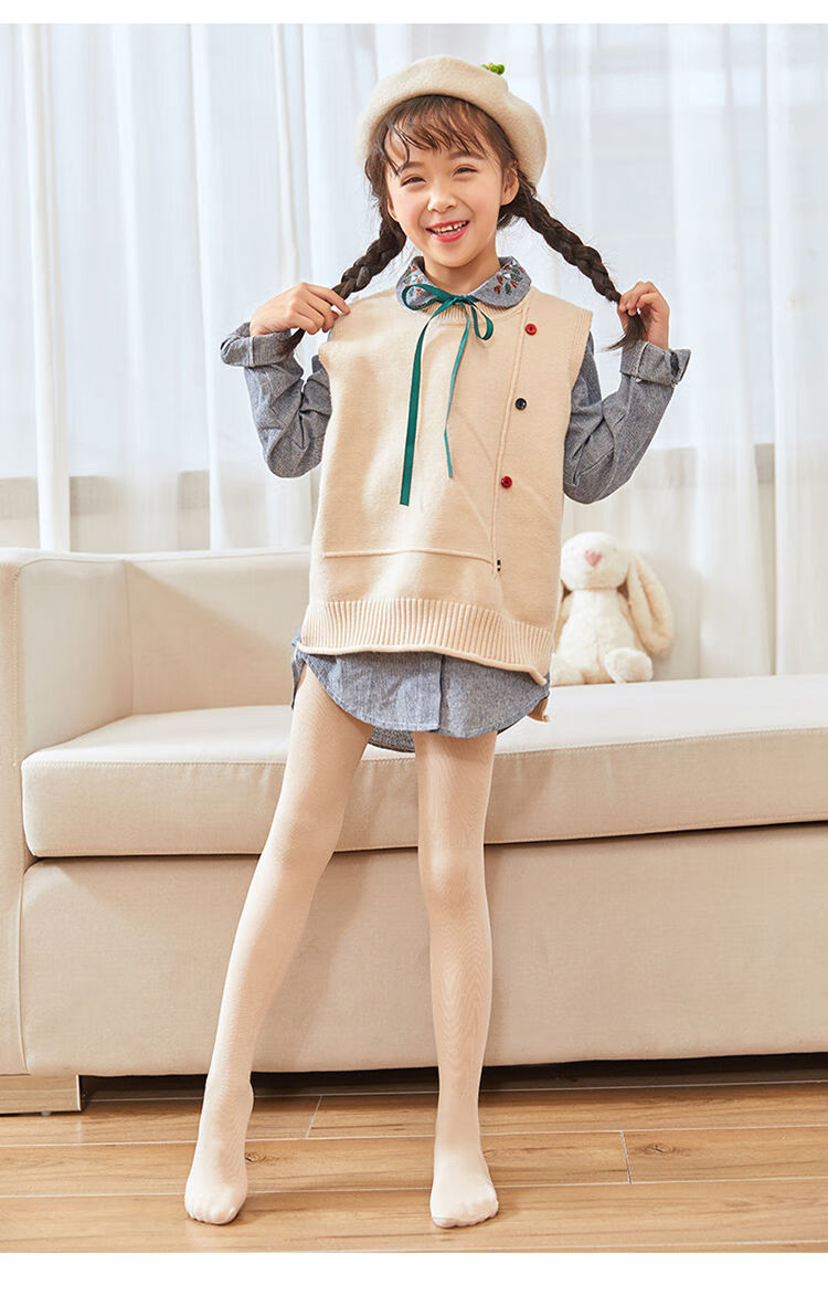 小学生小女孩小女生春秋冬季打底裤女童外穿袜裤小童白色舞蹈丝袜子