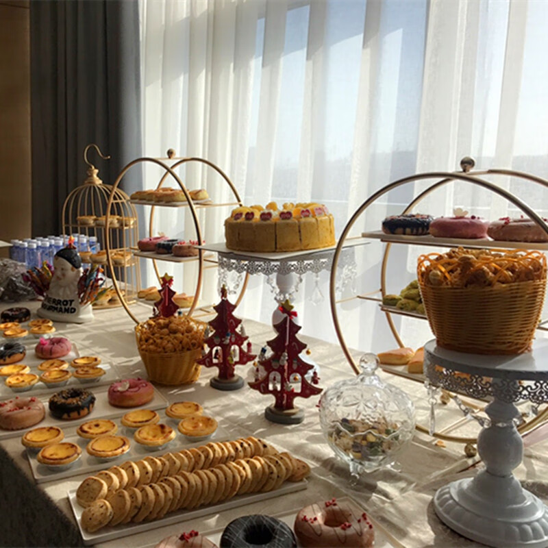 汇德能 甜品台摆件冷餐甜品台茶歇台摆台托盘展示架铁艺鸟笼下午茶点
