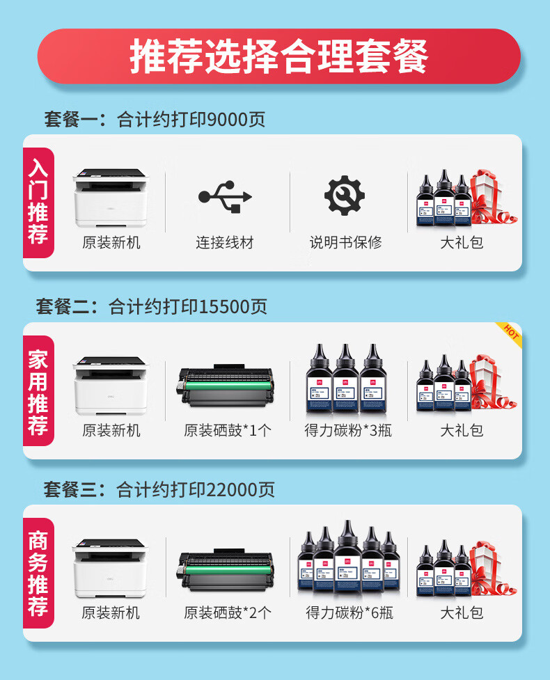 子芒得力通用m2000dw激光打印机p2000dnw自动双面复印扫描一体机办公