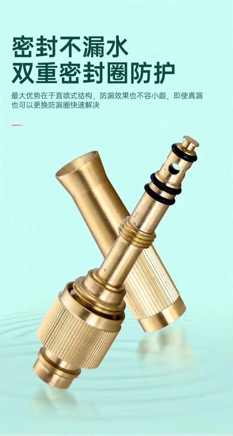 全铜高压水枪铜直喷头洗车浇花增压强力冲洗水管软管4分6分家用4分