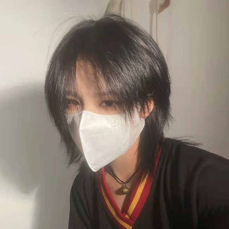 鲻鱼头假fa男短fa日系帅气女狼尾头逼真自然学生男士网红全头套式