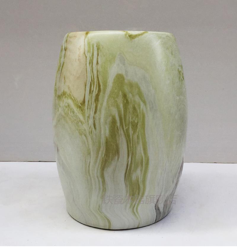 陶瓷鼓凳 瓷墩子新中式陶瓷鼓凳 大理石纹换鞋凳 玉石绣墩阳台搁脚凳