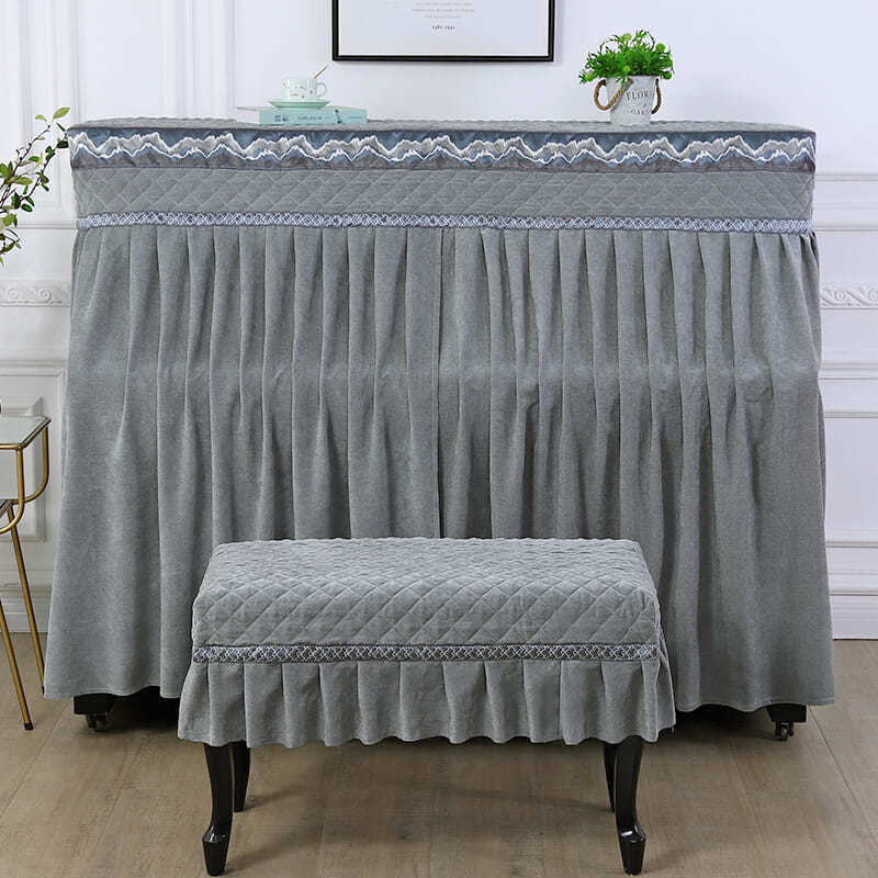 钢琴罩轻奢简约高档北欧风 立式钢琴罩欧式全罩布艺中开钢琴套防滑加