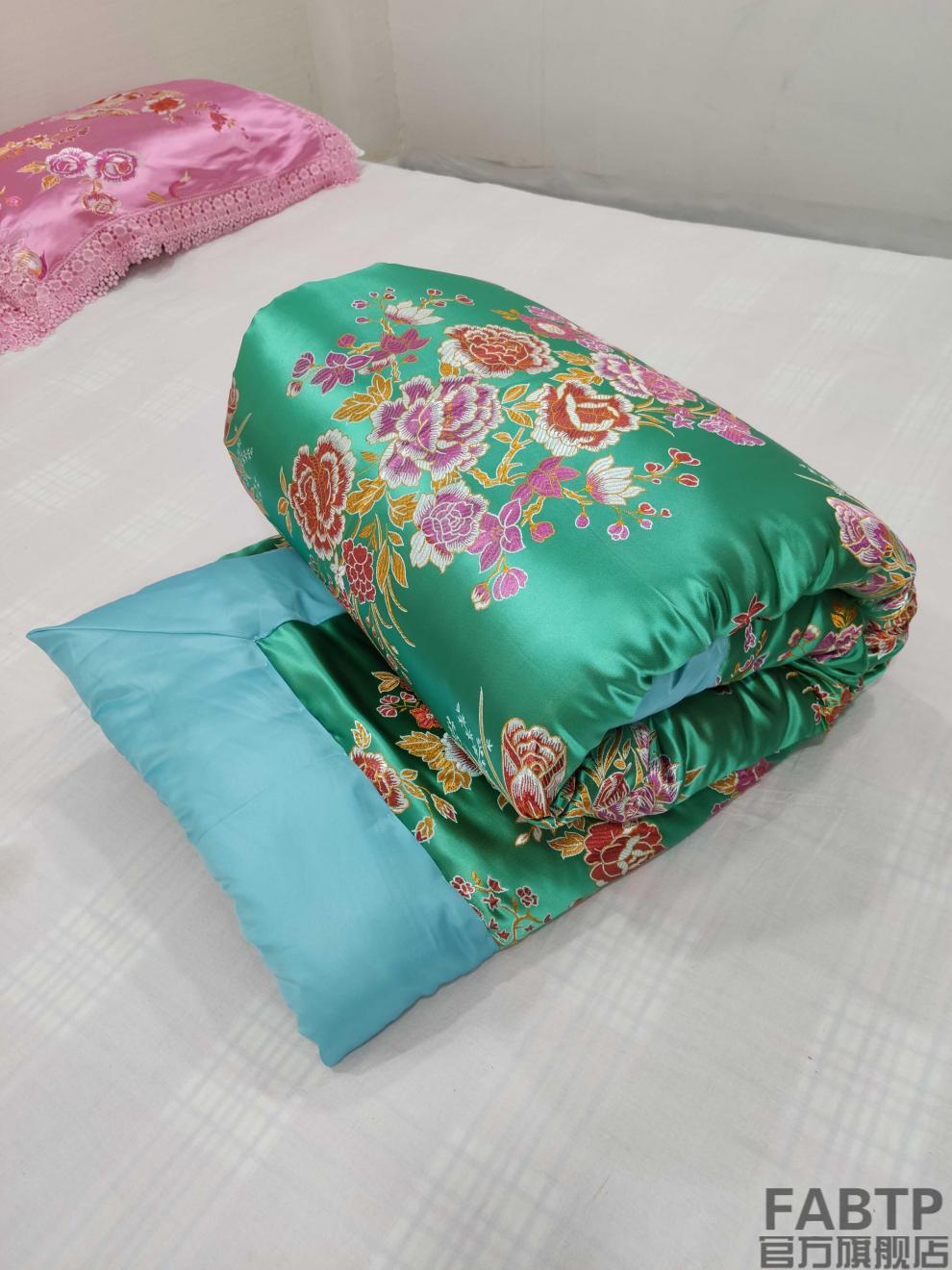 老式丝绸绸缎喜被子传统包边手工丝绸棉花被定制古代绸缎被子婚庆喜被