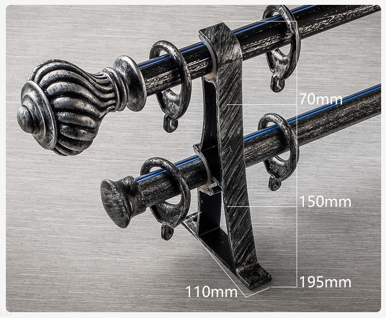 罗马柱窗帘杆麦卡米窗帘杆罗马杆做旧复古铝合金单双窗帘轨道罗马柱