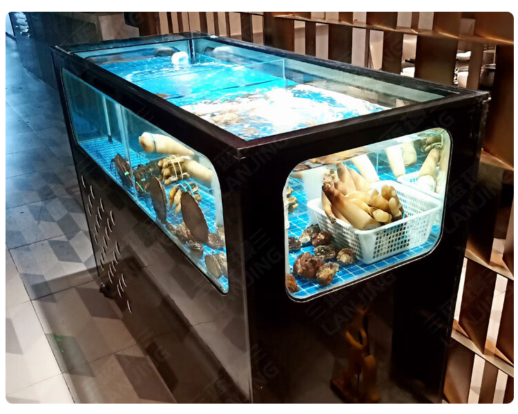 移动海鲜缸玻璃商用贝类池酒店饭店专用超市大闸蟹制冷鱼缸可定制 运