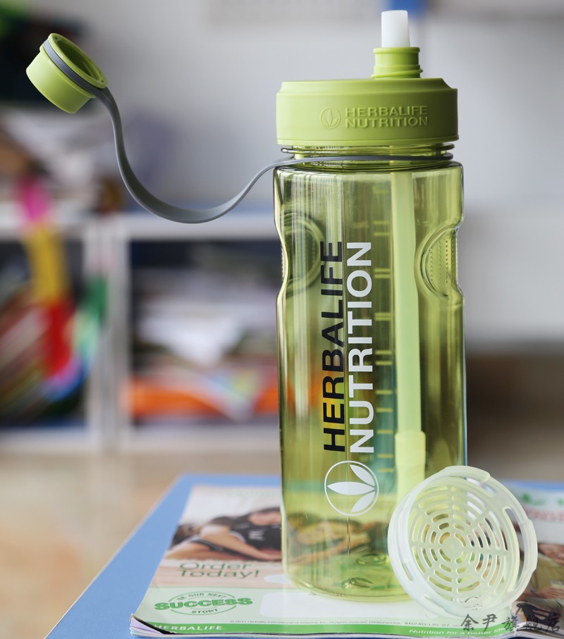 康宝莱水杯水壶运动杯喝水杯子1000ml带刻度带滤网浅蓝色