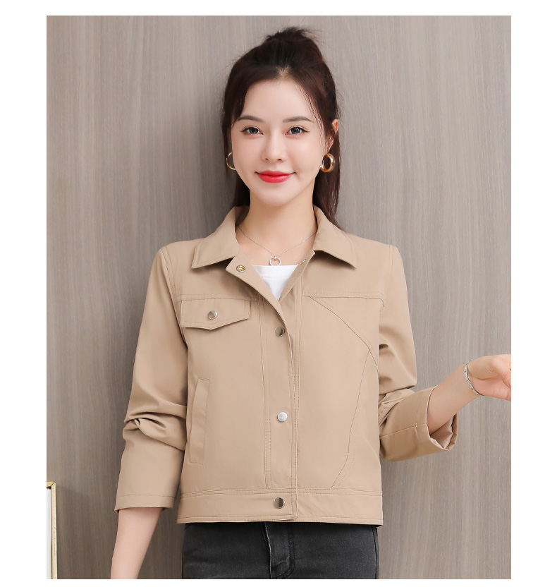 小个子外套30岁夹克女年春秋季韩版时尚翻领流行工装牛仔女短款烟灰色