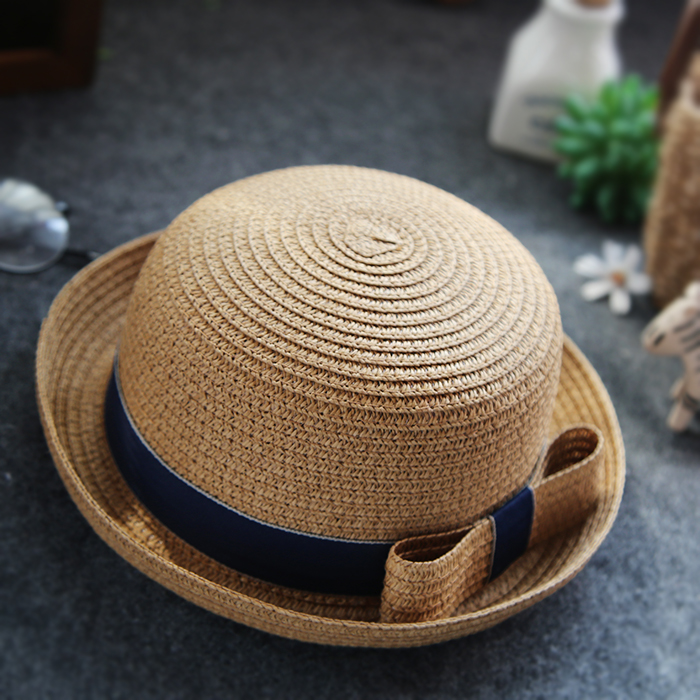 夏男女宝宝帽子儿童草帽沙滩遮阳帽女童公主帽太阳男童夏天凉帽 d卡其