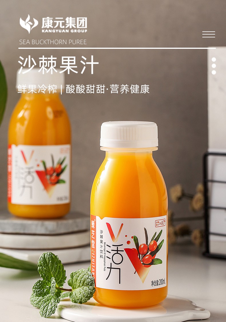 棘芝堂沙棘汁新疆沙棘大果新鲜果汁饮料夏季沙棘汁原浆200mlx10瓶收藏