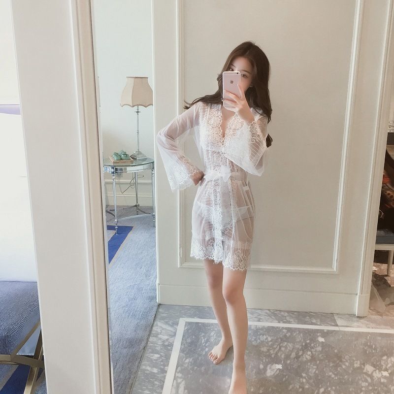 睡衣套装女性感透视镂空蕾丝角色扮演sm吊带黑色四件套送黑色丝袜跳弹