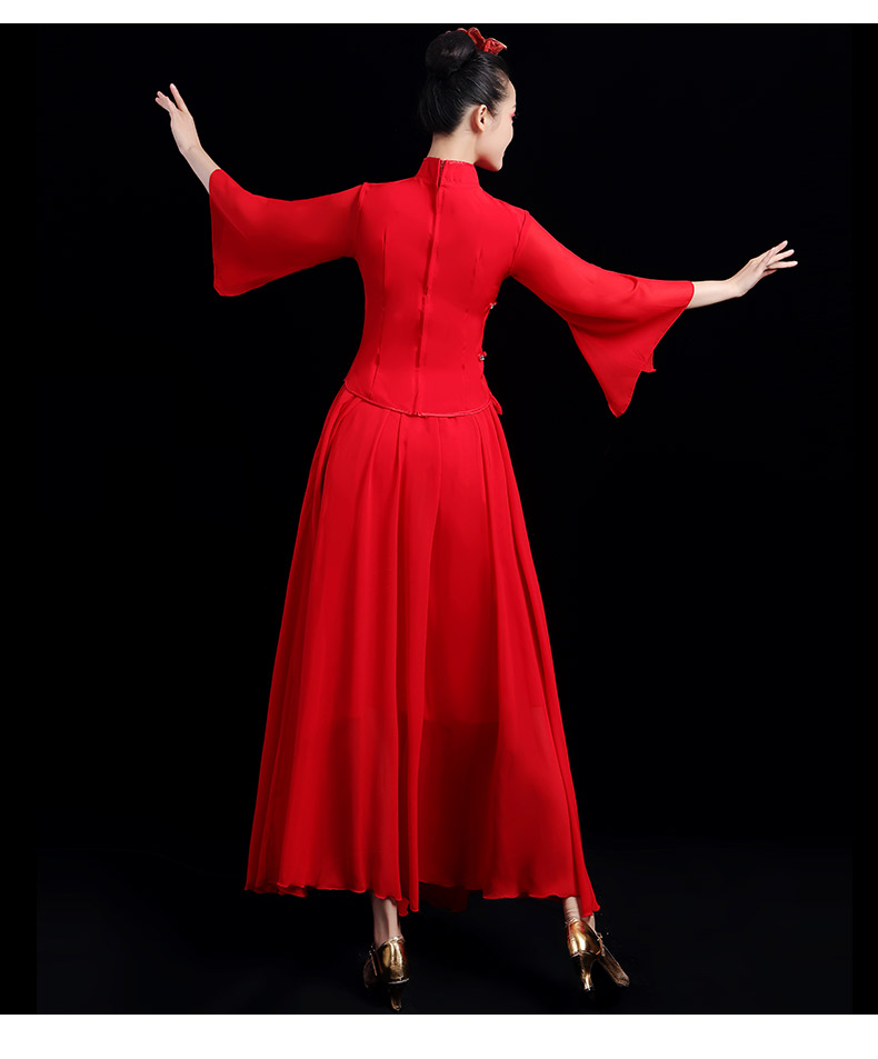 古典舞演出服女飘逸中国风红高粱九儿民族舞蹈服装扇子舞套装红色xxxl