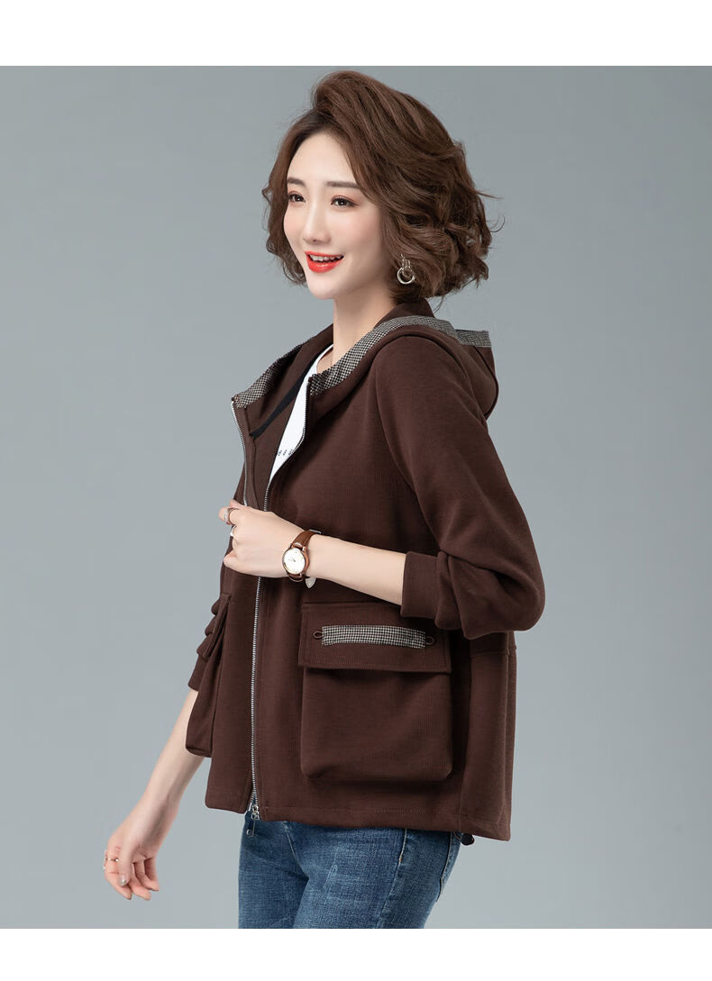 秋冬女装加绒卫衣外套女年连帽显瘦长袖小个子休闲短款上衣黑色xl建议