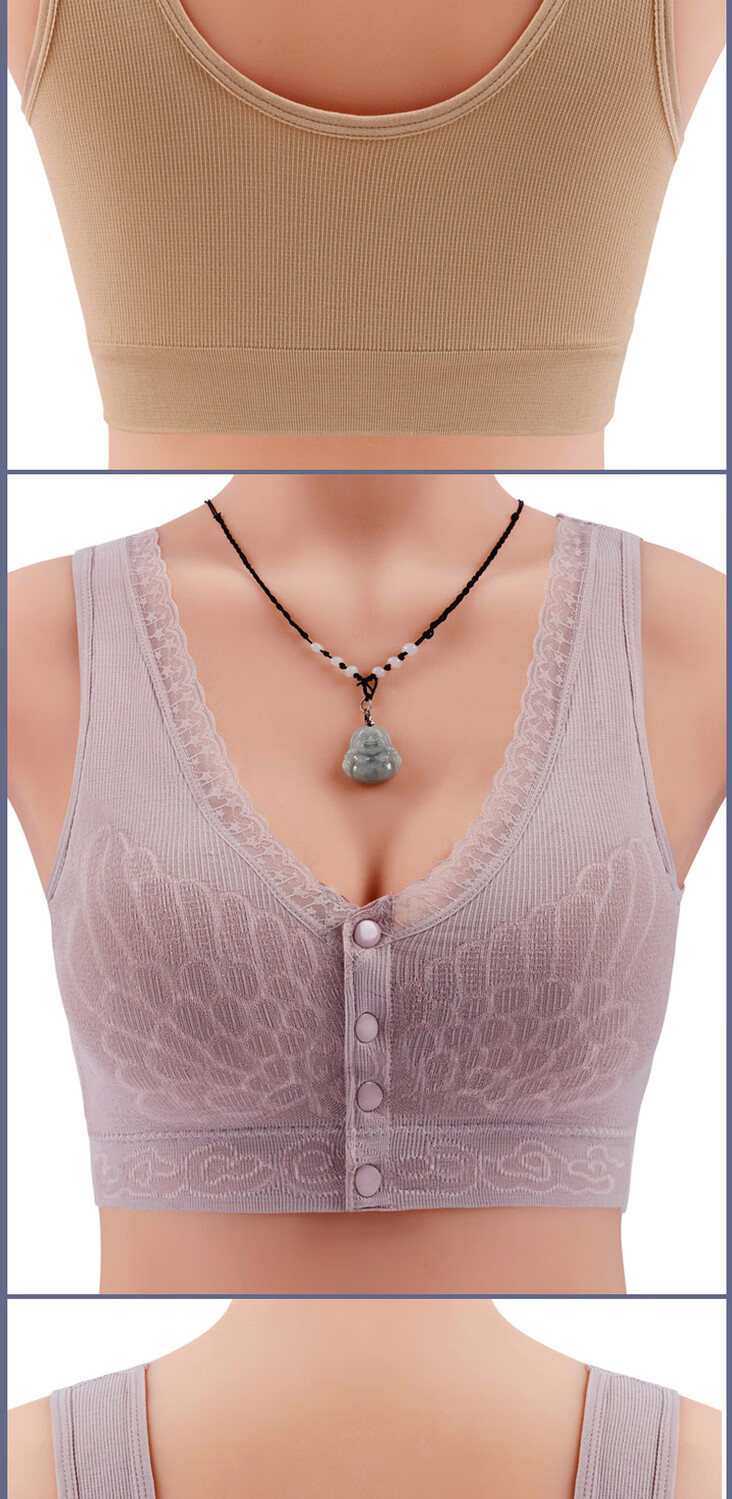 好品质女士大码内衣妈妈内衣文胸中年妇女老年人女背心式前扣大码乳胶