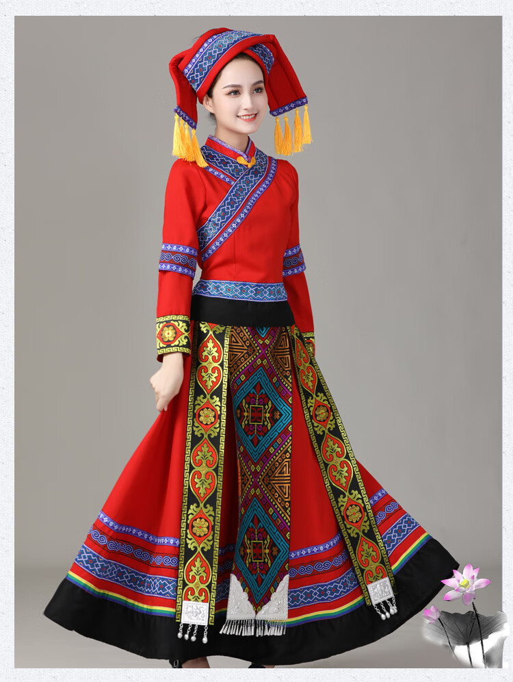 56个少数民族服装女成人新款特色传统哈尼族舞蹈长短裙表演出服饰