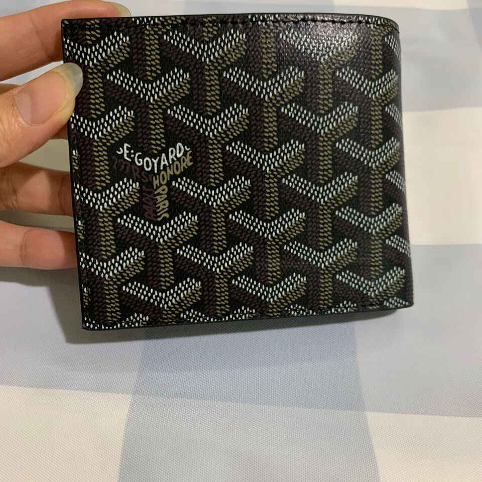 goyard戈雅新款小钱包零钱卡包经典男女款对折钱夹短款八卡位酒红色