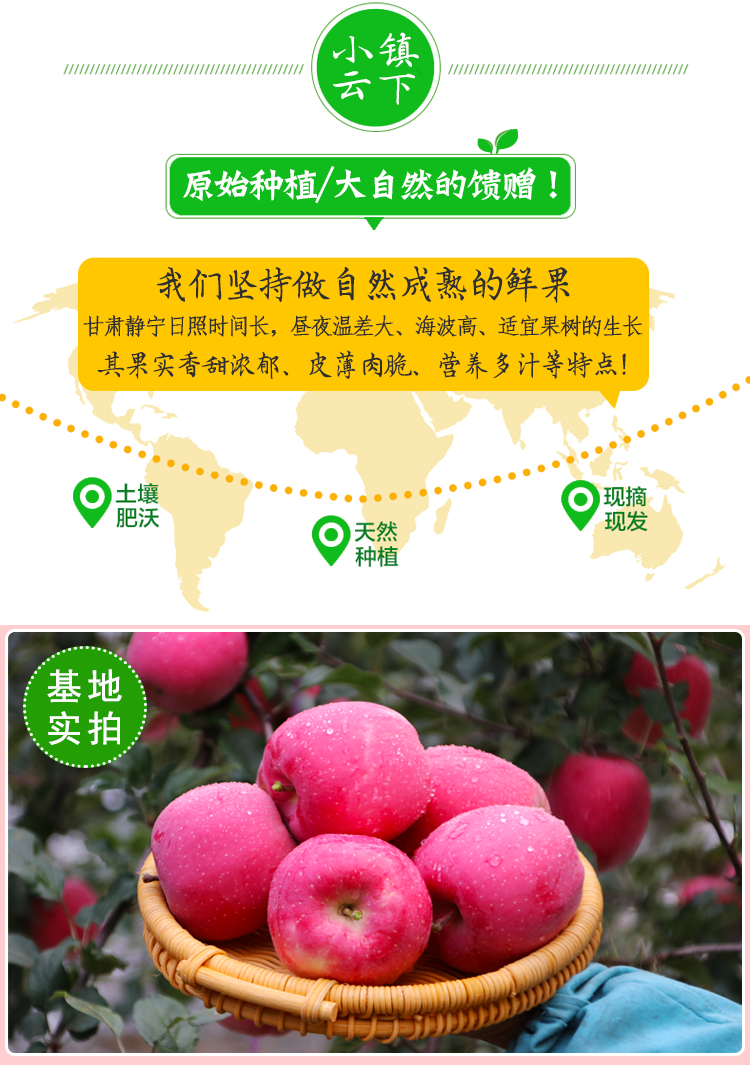甘肃静宁苹果红富士应季水果带箱10斤新鲜苹果当季现摘脆甜75mm含80mm