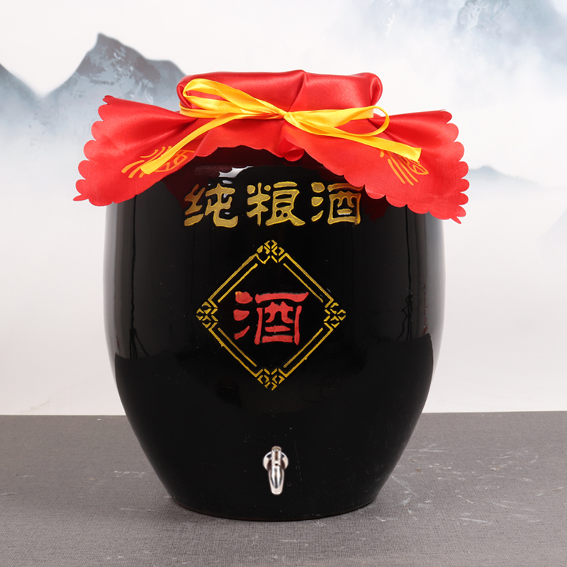 存酒瓶纯粮陶瓷酒坛土陶酒坛子50斤/100斤家用密封黑釉大酒缸泡酒罐
