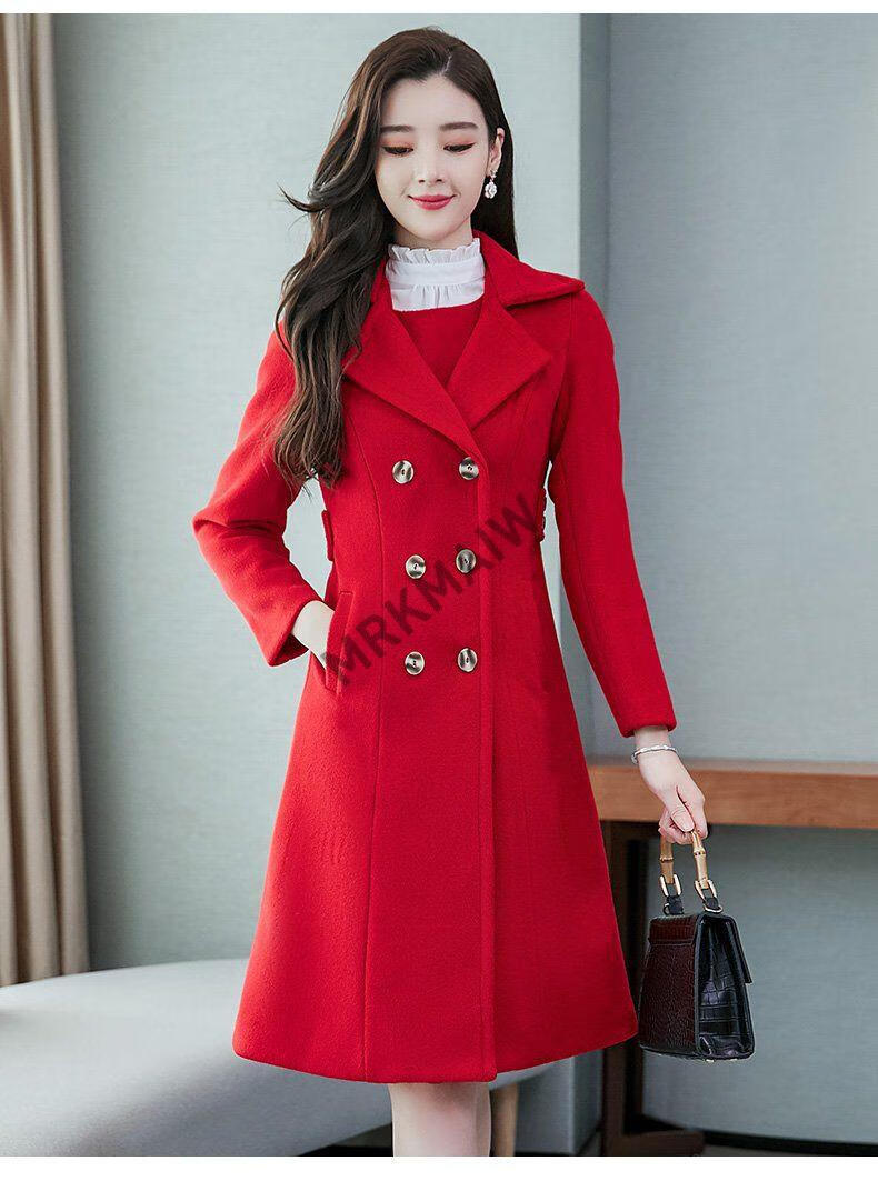 敬酒服新娘秋冬结婚礼服订婚回门衣服毛呢外套两件套套装连衣裙女红色