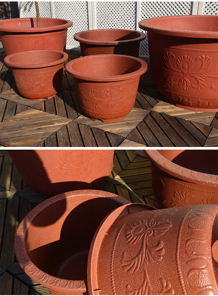 花盆塑料大号超特大号批发盆景盆栽加厚种树盆龙缸盆庭院50欧式陶红有