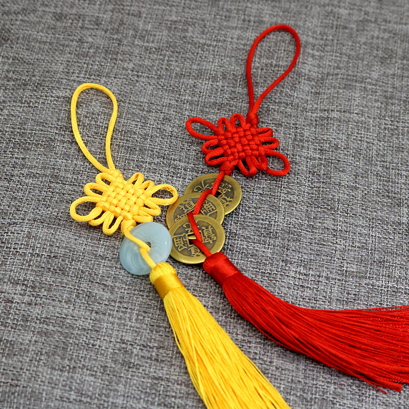 新款中国结diy材料包中国结编织绳diy材料包流苏铜钱玉片珠子配件套装