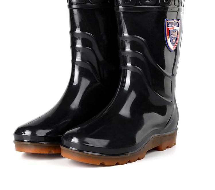 水桶鞋3531加绒保暧中筒雨鞋1810毛口反中帮劳保雨靴冬季三防水鞋胶鞋