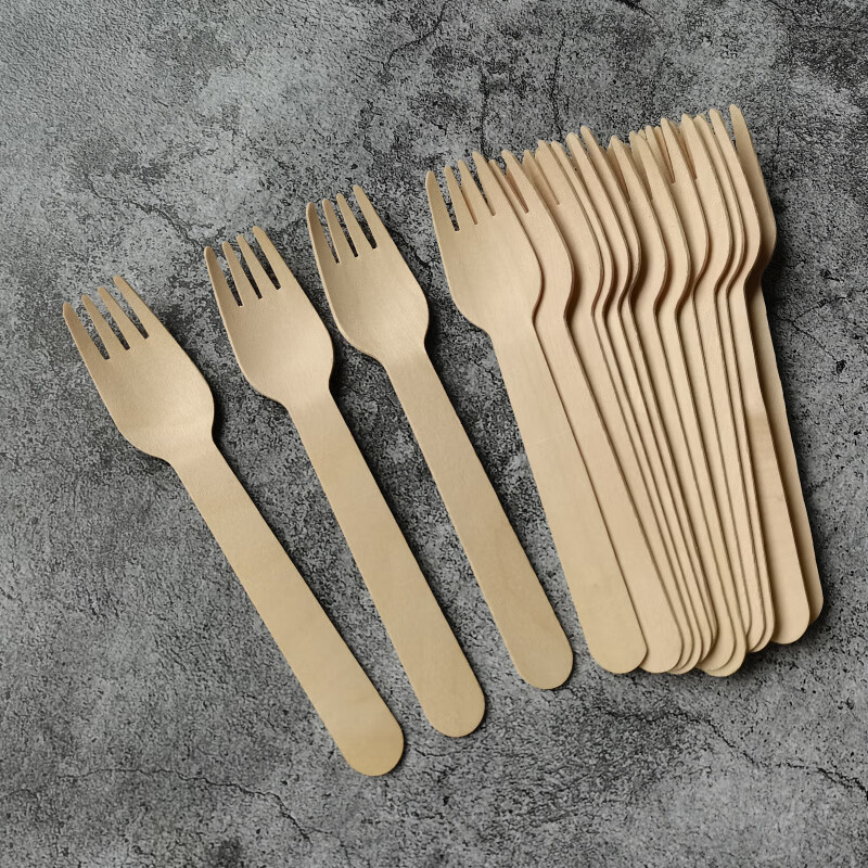 芳草地一次性叉子一次性水果叉子木质叉环保木制蛋糕叉子可降解木叉