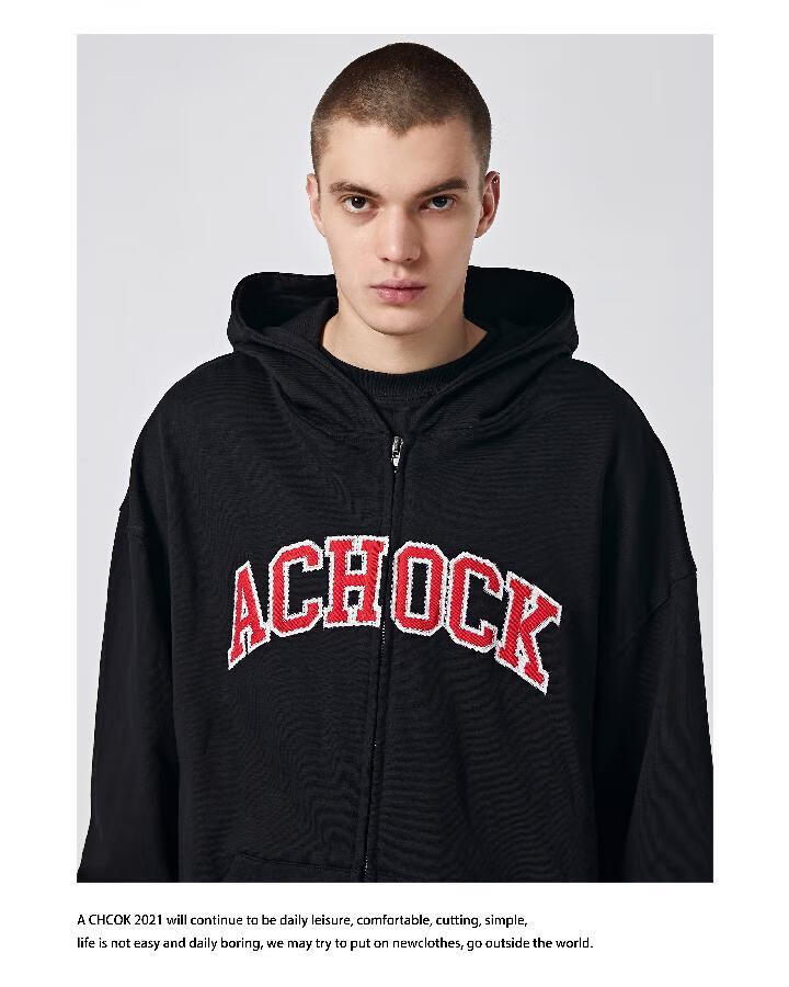 李宁achock国潮复古基础简约logo刺绣卫衣拉链开衫灰色外套男女秋冬