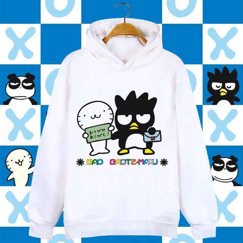 tlxt日本动漫卡通酷企鹅xo男女童装badtz-maru秋冬连帽加绒卫衣服帽衫