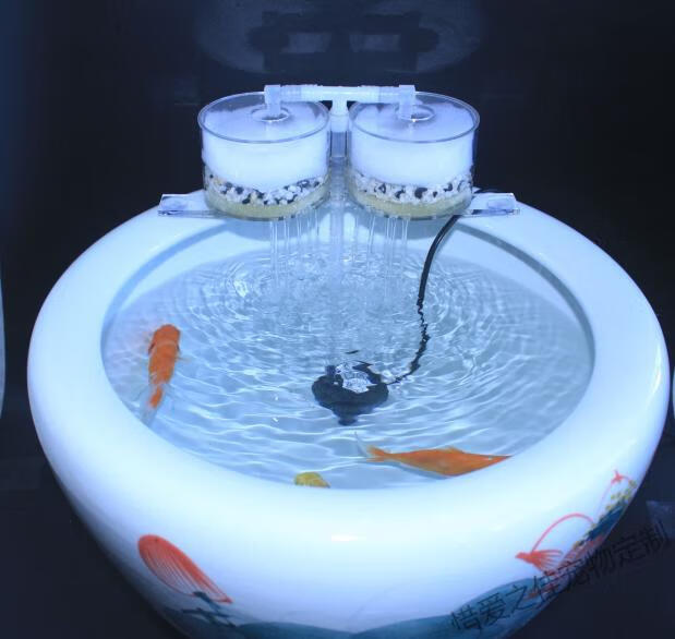 陶瓷鱼缸过滤器圆形缸吸便滤盒设备循环水养鱼净化过滤器增氧水泵小号