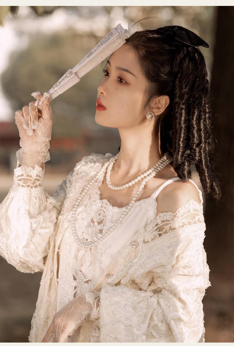 金粉世家白秀珠同款旗袍假发女民国复古名媛卷发罗马卷公主卷马尾棕