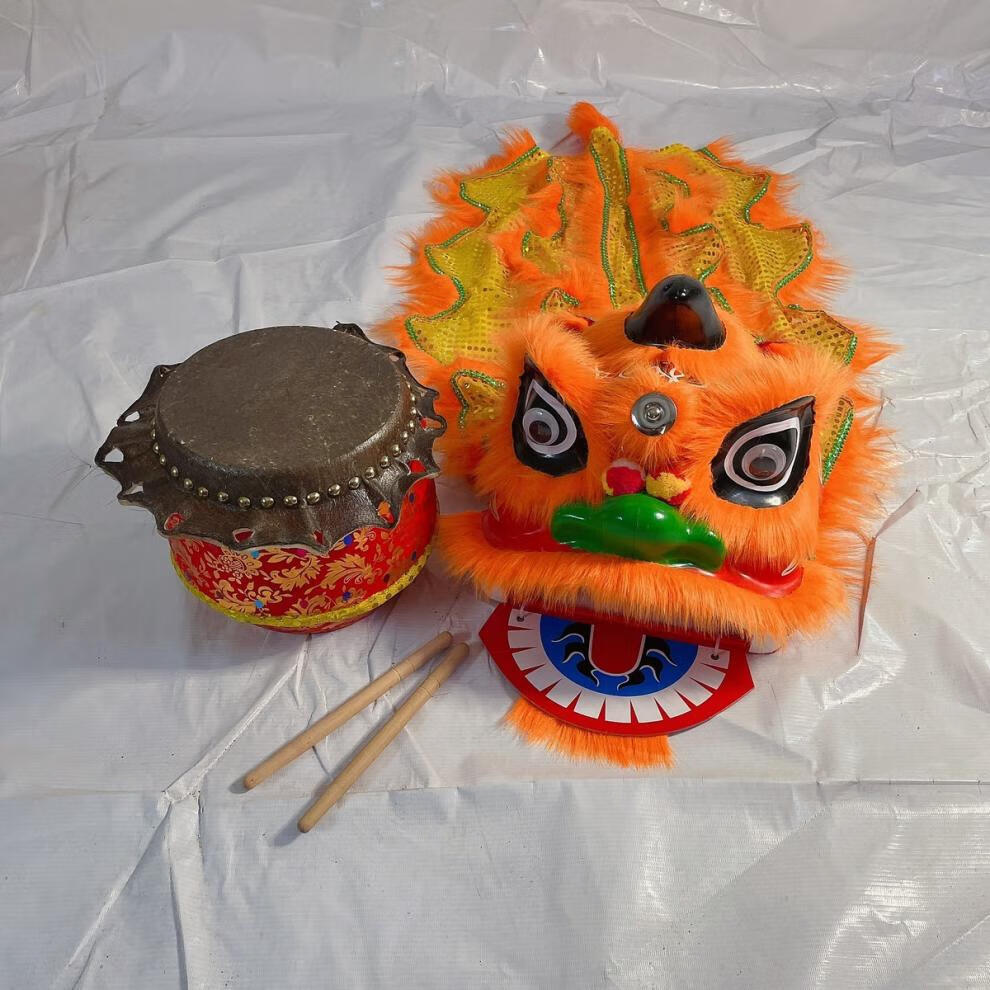 雄狮少年狮头 儿童舞狮子狮子头舞狮头醒狮套装小孩玩具舞狮道具整套