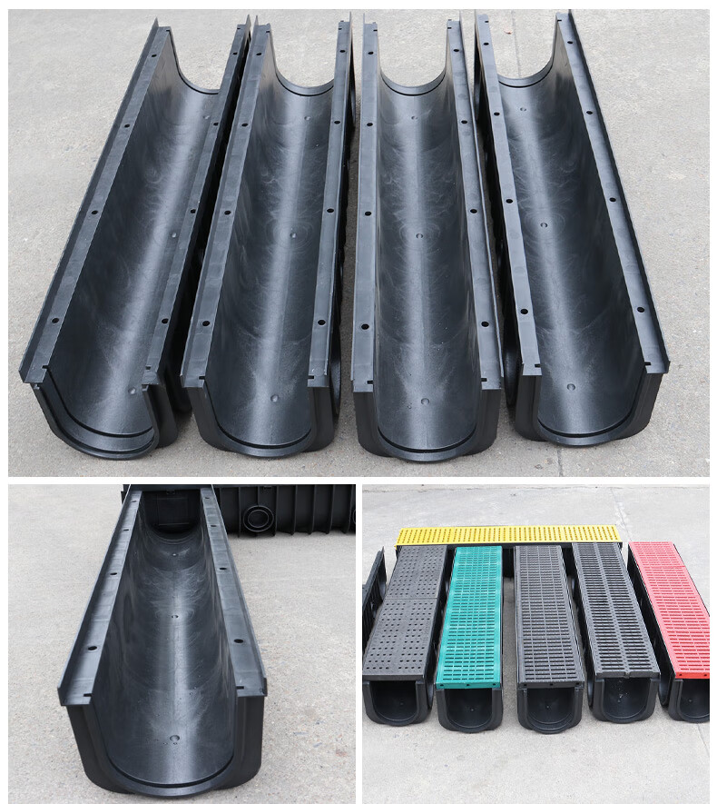 60崇朝高分子厨房下水道线性排水沟排水地沟盖板塑料u型水槽成品水