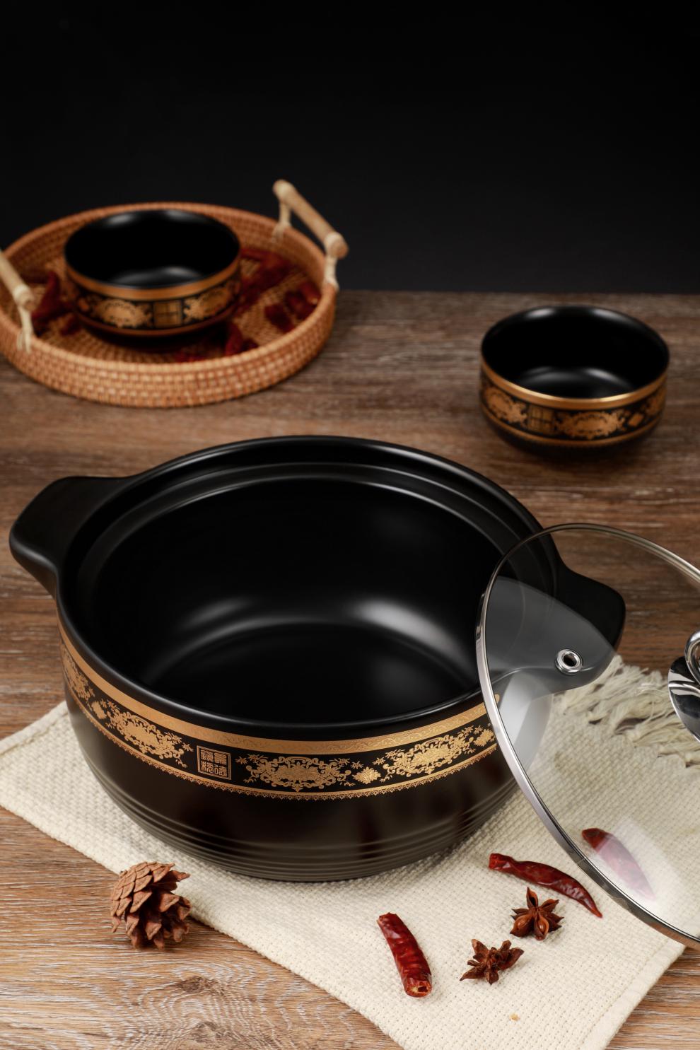 璞庐陶瓷创禾陶瓷景德镇黄金中式砂锅煤气灶无涂层汤煲耐高温不生锈