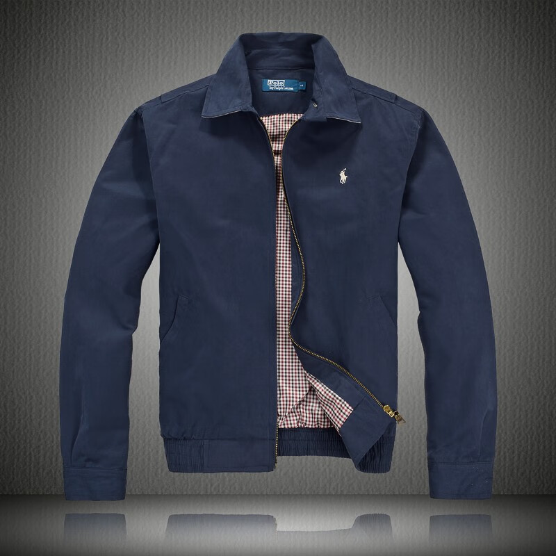 海购拉夫劳伦美国polo外套男小马标翻领专柜保罗夹克秋冬宝蓝色l码