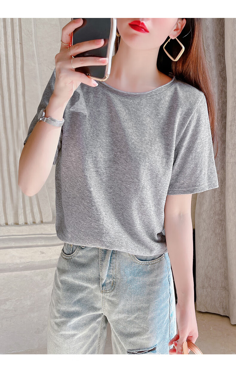 大领口t恤女宽松夏季薄款短袖t恤黄色粉色正肩体恤冰丝针织上衣油菜黄