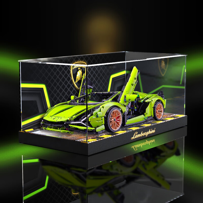 适用乐高兰博基尼展示盒川帝带灯光款亚克力展示盒适用42115兰博基尼