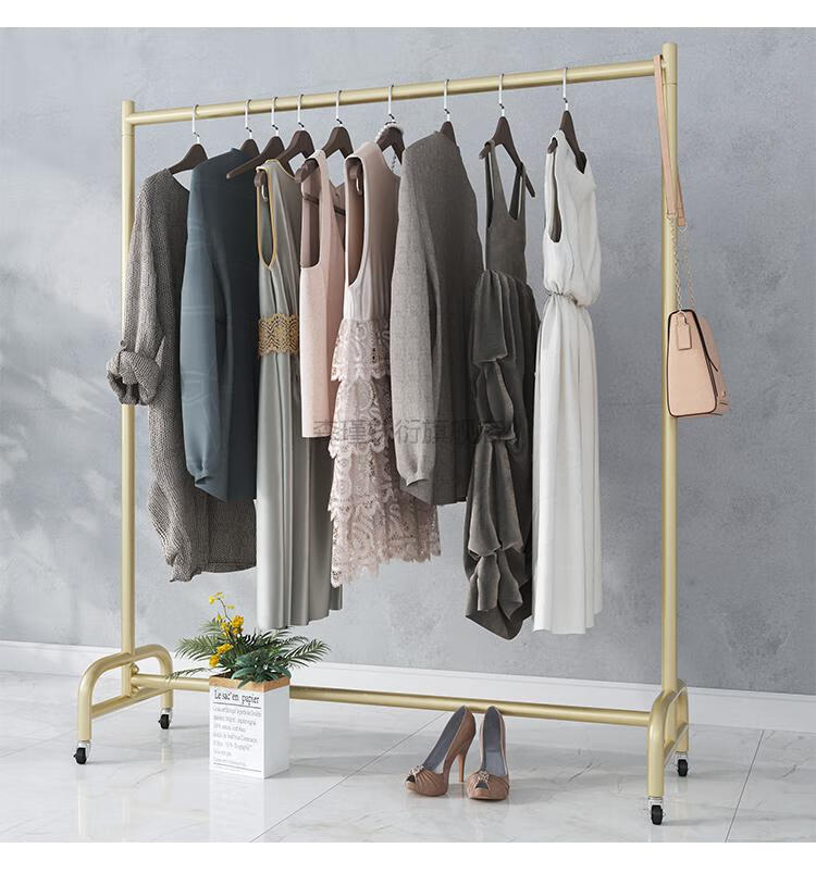 龙门架衣架不锈钢可移动服装店展示架衣架落地式水管女装挂衣晾衣架侧