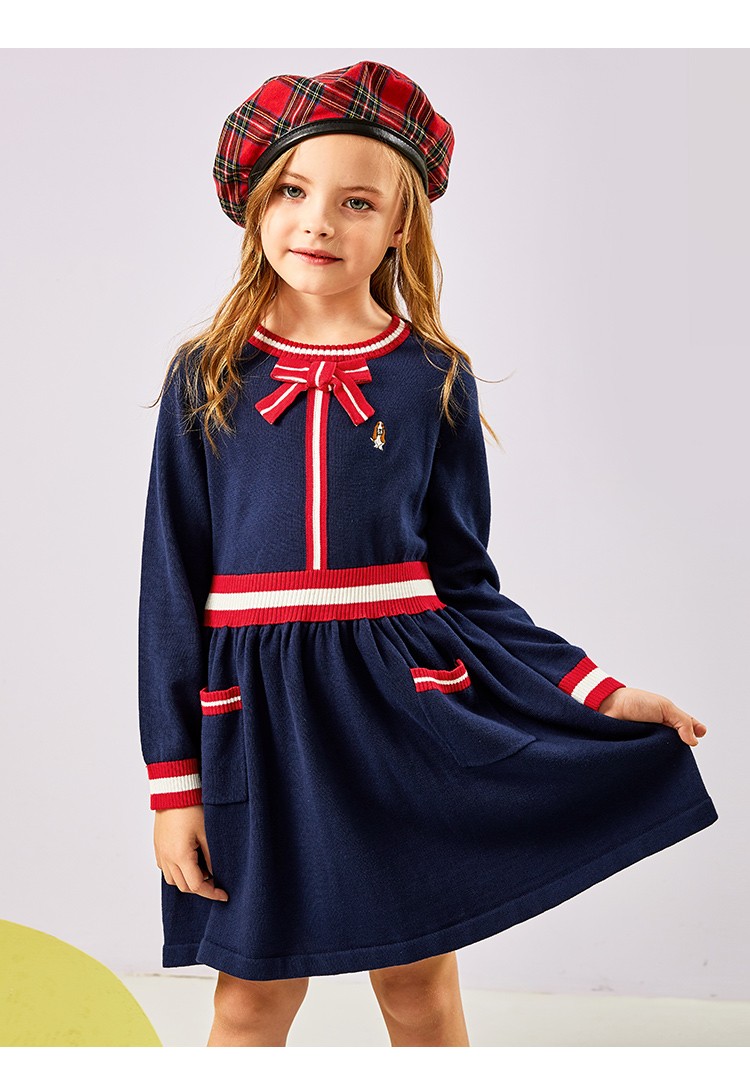 【清仓】暇步士童装女童连衣裙2020冬装新款儿童纯棉长袖