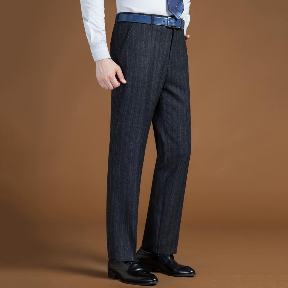 皮尔卡丹轻奢品牌男装秋冬季羊毛男士西裤加厚款修身直筒西装裤中年