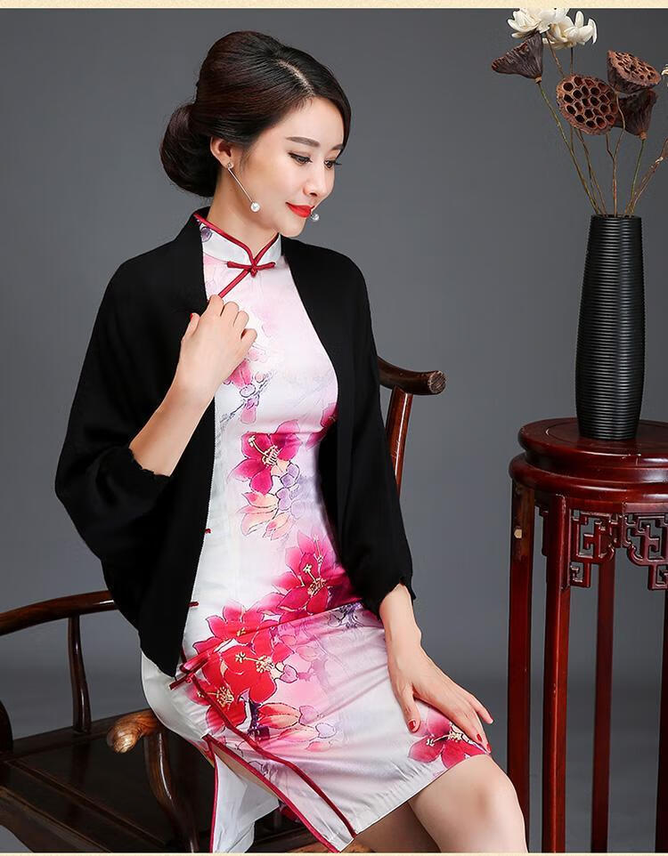 旗袍披肩春夏2021年秋季新款旗袍小披肩女春秋优雅气质短款针织外搭
