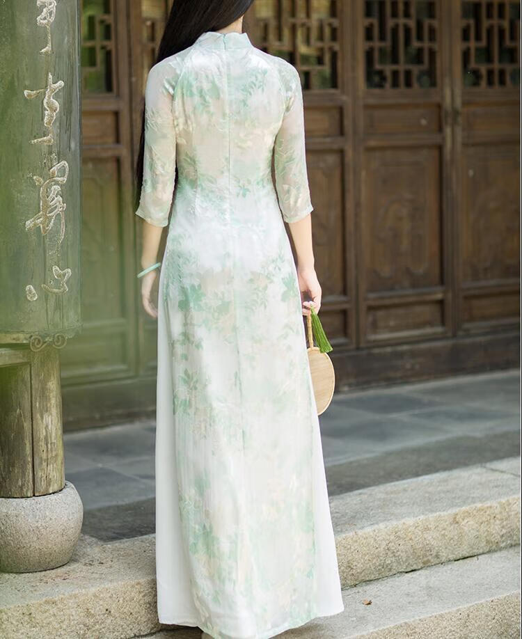 轻奢品牌夏中式女装雪纺复古上衣连衣裙长款改良唐装时尚旗袍越南奥黛